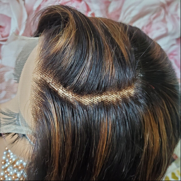 100% virgin Human Hair highlighted closure wig 22 main image 7